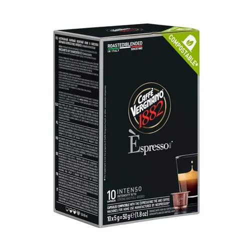 Vista 32 de Cápsulas compatibles para máquina de espresso línea original de tostado medio de Café Vergnano 1882, café espresso de arábica y robusta, café