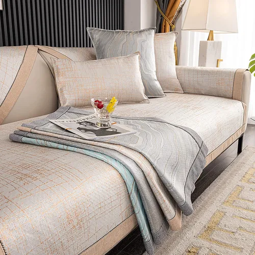 Vista 3 de Fundas de sofá refrescante de verano para 1, 2, 3, 4 asientos, asiento reclinable transpirable de seda helada, antideslizante, protector de muebles