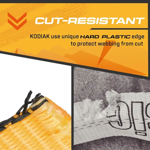 Vista 8 de KODIAK STRAPS Kit de correas ajustables para neumáticos de vehículos: 4 correas de neumáticos resistentes con ganchos de presión de 10,000 libras.
