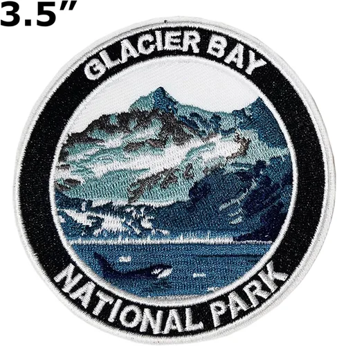 Vista 2 de Glacier Bay National Park Patch Embroidered Iron-on/Sew-on Decorative Embroidery Applique Clothing Vest Jacket Premium Stitching Nature Wild Animals