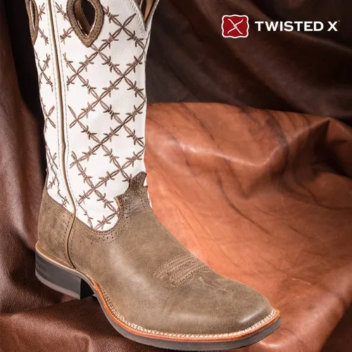 Vista 8 de Twisted X Hombres 14" Ruff Stock, Bombardero y blanco