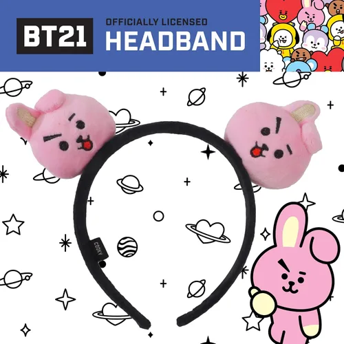 Vista 2 de Concept One BT21 LINE FRIENDS - Diadema bordada de felpa 3D para mujer, COOKY, 1 recuento (paquete de 1)
