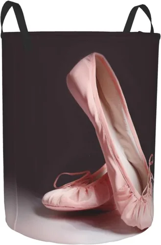Vista 2 de Cesta circular con estampado de zapatos de ballet, impermeable, cesta organizadora de almacenamiento con asas, para ropa, juguetes, pequeña