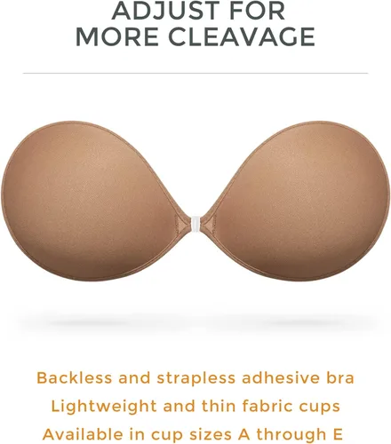 Vista 2 de Wingslove - Brasier adhesivo de realce, reutilizable, sin tirantes, autoadhesivo, invisible, para vestido sin espalda