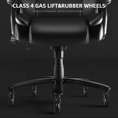 Vista 8 de VITESSE Silla de oficina grande y resistente de 600 libras con reposabrazos abatible, silla grande y alta con soporte lumbar ergonómico, silla