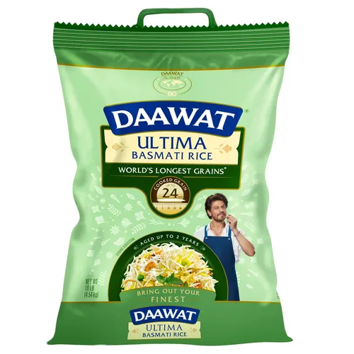 Vista 10 de Arroz blanco basmati tradicional Daawat - Arroz basmati auténtico de grano extra largo - Bolsa de 10 libras