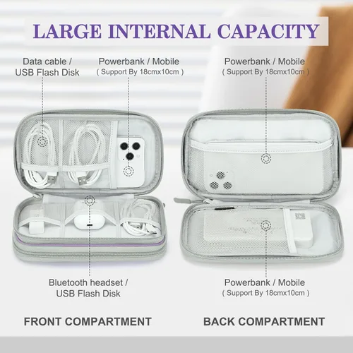 Vista 215 de FYY Organizador para accesorios electrónicos, para viajes, para cables, celular y cargadores, estuche portátil, impermeable, doble capa, bolsa