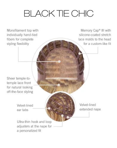 Vista 2 de Raquel Welch Hairuwear, peluca de longitud media con capas de volumen sutil y lazo negro, gorra de tamaño medio, RL10/12 castaño iluminado por el sol