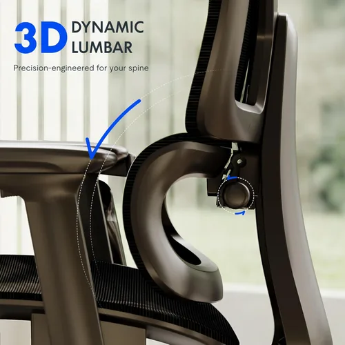 Vista 6 de FLEXISPOT ErgoX - Silla de oficina ergonómica premium con reposapiés, reposabrazos 3D ajustables, soporte lumbar dinámico, función de reclinación e