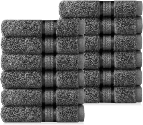 Vista 21 de Juego de de toallas supersuaves de algodón de 21 oz, con banda de rayón, cuidado fácil con lavado a máquina, ideal para uso diario