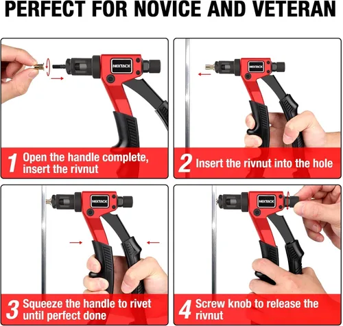 Vista 7 de NEXTACK Kit de herramientas de tuerca remachable con una broca escalonada y 80 Nutserts para espacio reducido, juego de herramientas Rivnut de 8