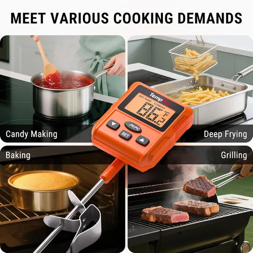 Vista 7 de ThermoPro TP511 - Termómetro digital de dulces con clip para olla, termómetro programable de lectura instantánea para carne de alimentos con sonda