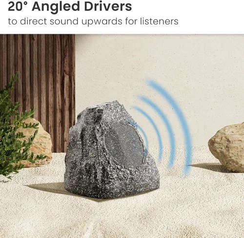 Vista 4 de Theater Solutions 2R4G altavoces tipo roca para exteriores (gris granito) Granito gris