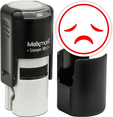 Vista 45 de MaxMark Sello de Emoji Autoentintado Redondo - Enojada - Tinta Negra