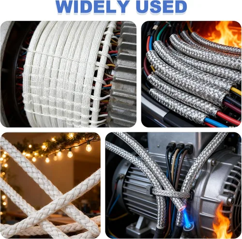 Vista 6 de uxcell Protector de Cable Aislante, 1mm/0.04 Pulgadas - 10m/33 Pies Manga de Fibra de Vidrio de Alta Temperatura Negra