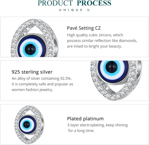 Vista 5 de VOROCO Atrapasueños con diseño de estrella de café y luna para pulsera de plata de ley 925 y cuentas para pulsera y collar, joyería de bricolaje