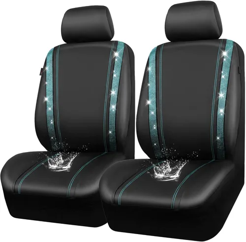 Vista 10 de CAR PASS - Juego de fundas de asiento para auto, cuero sintético impermeable con diamantes de imitación brillantes, para interior, universal, tiras