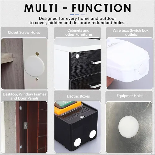 Vista 7 de Tapones de Agujeros de Plástico de 0.19 pulgadas/5 mm Blancos, Cubierta de Agujero de Tornillo Tipo Empotrado, Tapones de Panel con Encaje