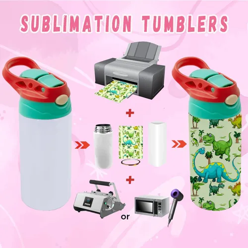 Vista 6 de Vaso de sublimación para niños a granel, paquete de 6 vasos de sublimación de acero inoxidable de 12 onzas en blanco, vaso aislado de doble pared