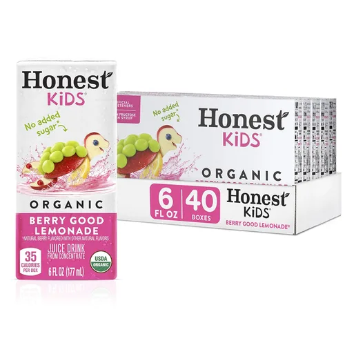 Vista 20 de Honest Kids Appley Ever After, bebida de jugo orgánico, cajas de jugo de 6 onzas líquidas, paquete de 40, manzana