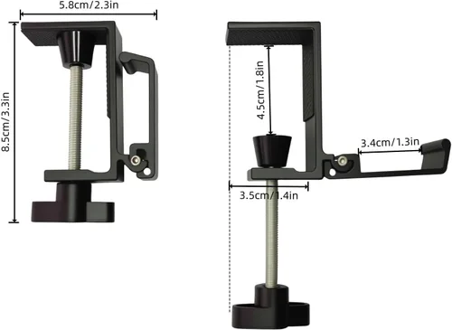 Vista 6 de JAKO Headphone Stand for Desk, Aluminum Alloy Foldable Headphone Holder - Headset Stand Hook Mount, PC Gaming Headset Holder Under Desk Clamp for