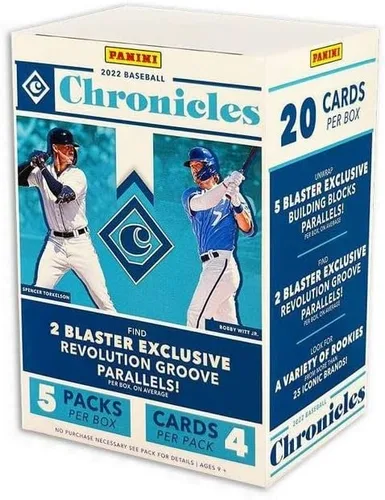 Panini Chronicles - Caja de béisbol 2022, 5 paquetes por caja, 4 tarjetas por paquete, 20 tarjetas por caja, (22PABCHR-BXB)