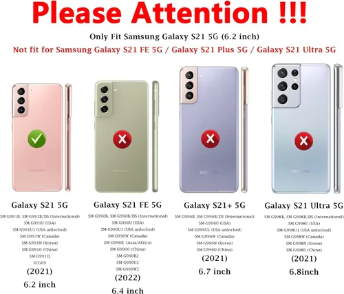 Vista 2 de Funda para Samsung Galaxy S21, Galaxy S21 con protector de pantalla HD [prueba de caídas de grado militar] Funda protectora resistente resistente a