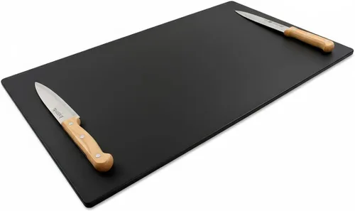 Thirteen Chefs Tabla de cortar extra grande de 30 x 18 para pescado, carne, barbacoa, plástico negro de 1/2 pulgada de grosor, polietileno HDPP de