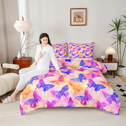 Vista 24 de Castle Fairy Daisy Florals Comforter Set Twin Size,Cartoon Wildflowers Breathable Bedding Set,Kids Adults Room Decor,Retro Country Style Microfiber