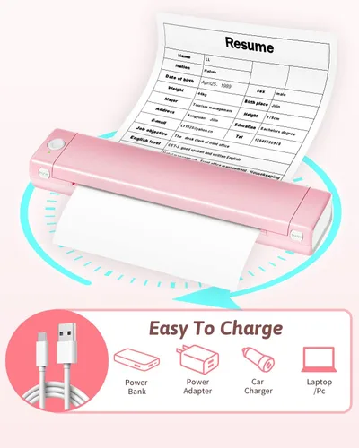 Vista 8 de Odaro M08F - Impresora de letras inalámbrica portátil para viajes, impresora térmica sin tinta con Bluetooth, compatible con papel térmico