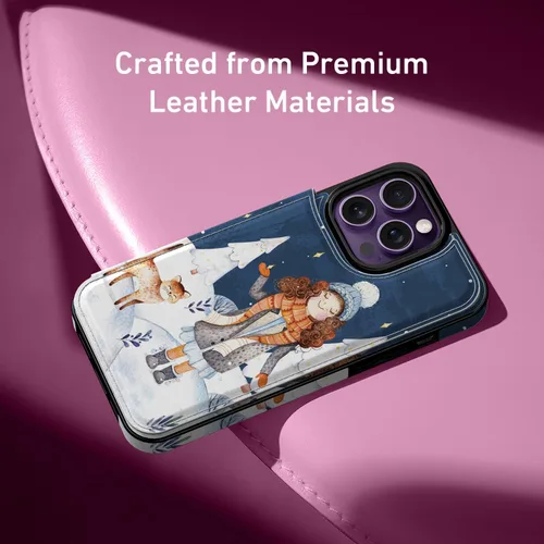 Vista 4 de LETO para iPhone 15 Pro Funda tipo cartera - Tapa tipo folio con patada - Diseños de moda - Tarjetero - Funda protectora para mujeres y niñas - 6.1