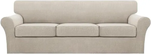 Vista 136 de Fundas de sofá de 4 piezas para sofá de 3 cojines, funda de sofá suave para perros, fundas de sofá lavables con 3 fundas de cojín individuales