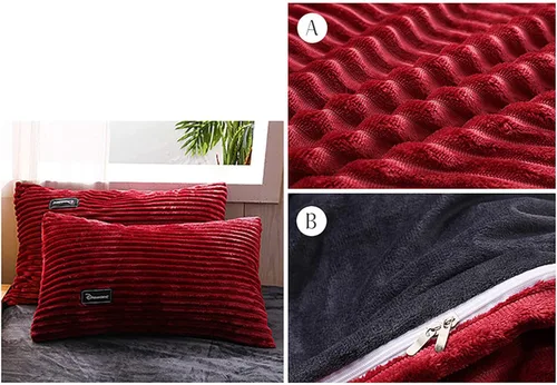 Vista 3 de KTROK - Juego de ropa de cama de terciopelo reversible de 4 piezas, tamaño matrimonial, juego de funda de edredón de pana suave, juego de edredón