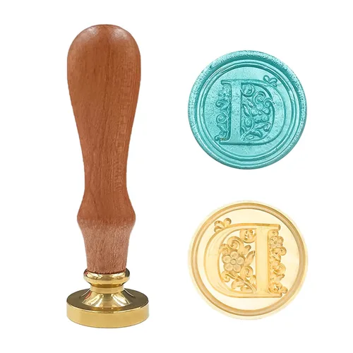 Vista 8 de Sello medieval tradicional de cera del alfabeto, con cabeza de latón, con mango de madera, para tarjetas, sobres, regalo (letra A)