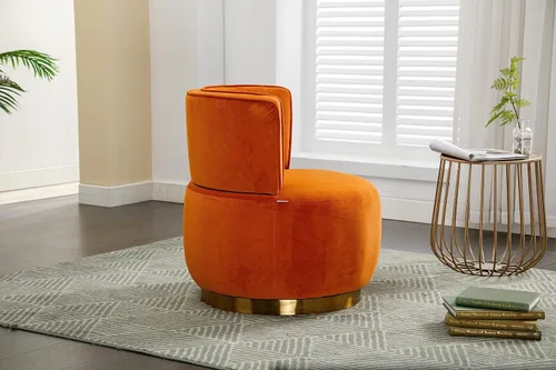 Vista 9 de Silla giratoria de barril para sala de estar, cómodas sillas redondas modernas de terciopelo dorado, sillón tapizado de terciopelo dorado, silla