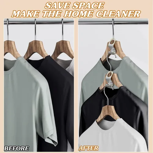 Vista 4 de 56 ganchos de metal para colgar ropa, ganchos extensores de acero inoxidable súper resistentes, ahorro de espacio en el armario, fácil de usar