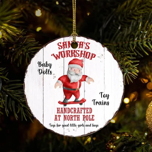 Adornos de recuerdo de Navidad, taller de Papá Noel, adorno de cerámica, regalos de reno, árbol de Navidad, adornos colgantes de recuerdo para las