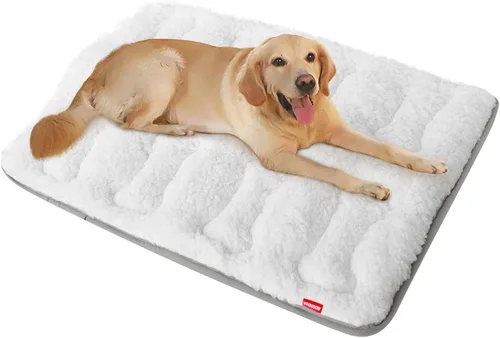 Vista 9 de Tapete para cama de perro (21 x 14 pulgadas), almohadilla de felpa suave para cama de perro, lavable a máquina, tapete para dormir con parte