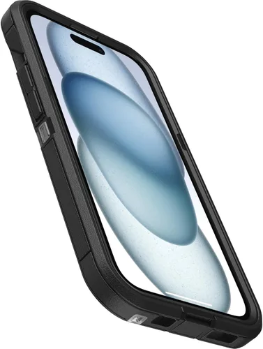 Vista 3 de OtterBox Funda transparente para iPhone 16e, 15, 14 y 13 Defender Series XT, lado oscuro (negro/transparente), sin pantalla, resistente, se ajusta a
