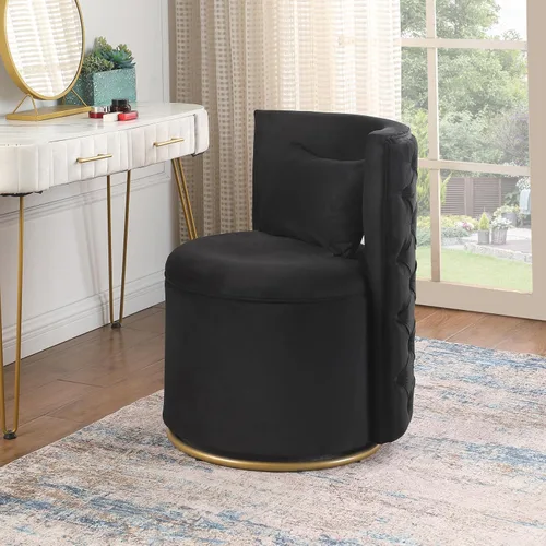 Vista 8 de Silla de acento giratoria, sofá redondo de terciopelo de almacenamiento, silla tapizada con barril moderno para guardería, sala de estar, hotel