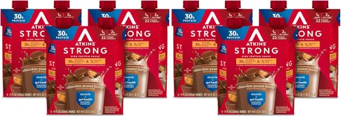 Vista 16 de Atkins Strong High Protein Shake, Vanilla Flavored, 30g Protein, Low Carb and Low Sugar Shake, Keto Friendly, Gluten Free, Muscle and Gut Health