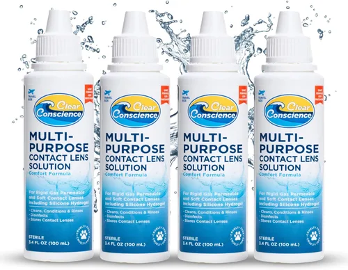 Vista 10 de Solución de lentes de contacto de tamaño de viaje libre de crueldad, 3 onzas líquidas, limpiador y acondicionador suave multiusos para el cuidado