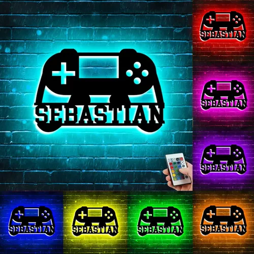 Vista 2 de Letrero de neón personalizado con forma de gamepad para niños, adolescentes, niños, decoración de sala de juegos, luces de neón personalizadas