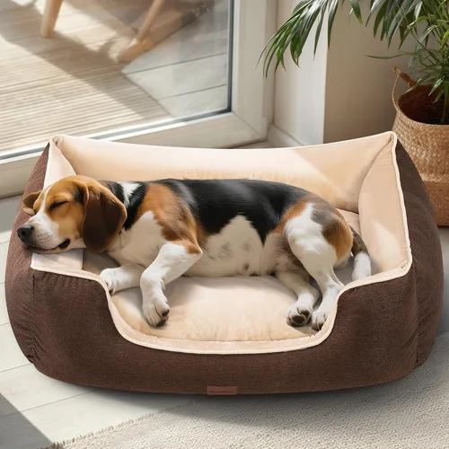 Vista 10 de Cama ortopédica para perros de tamaño mediano con funda extraíble lavable, base impermeable y antideslizante, sofá para gatos, cómoda cama