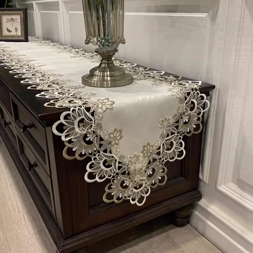 Sandweek Camino de mesa de macramé para fiesta, camino de mesa de 70 pulgadas, encaje floral, rectangular, bufanda, decoración de mesa de boda,