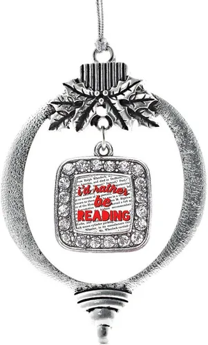 Vista 34 de Inspired Silver - Adorno de flor de iris - Adornos navideños con dije cuadrado de plata con joyas de circonita cúbica