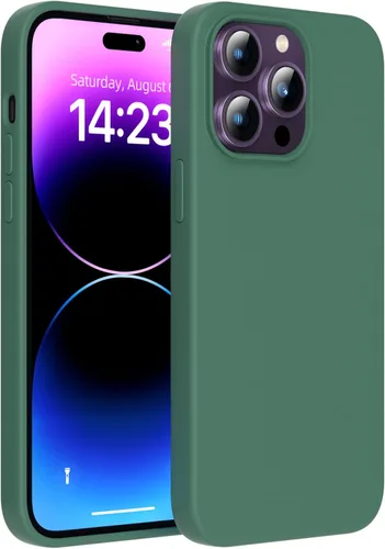 Vista 9 de Funda para iPhone 14 Pro, funda de silicona líquida, forro de microfibra suave antiarañazos, [protección de cuerpo completo de grado militar], funda