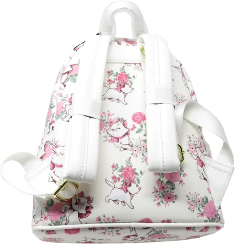 Vista 3 de Loungefly Disney The Aristocats Marie - Mini mochila con estampado floral WDBK0335, blanco, rosado (WhitePink Multi), Moderno