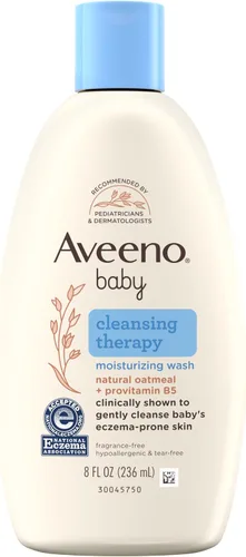 Aveeno Baby Terapia de Limpieza Hidratante, Jabón Corporal para Bebé con Avena Natural y ProVitamina B5, Baño para Bebé Sin Lágrimas y Suave para