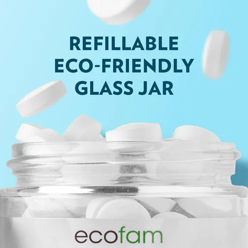 Vista 5 de Ecofam Pastillas de enjuague bucal de menta, sin flúor/alcohol, tableta masticable natural para refrescar el mal aliento, remineralizar la limpieza
